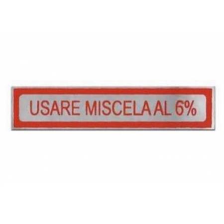 Adesivo miscela 6% rosso piccolo per tappo serbatoio benzina vespe old model, ricambio 094019RO
