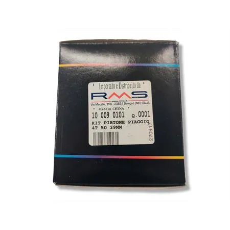 Pistone completo RMS per scooter Piaggio 50 cc 4 tempi con diametro 39 mm e spinotto 12 mm, ricambio 100090101