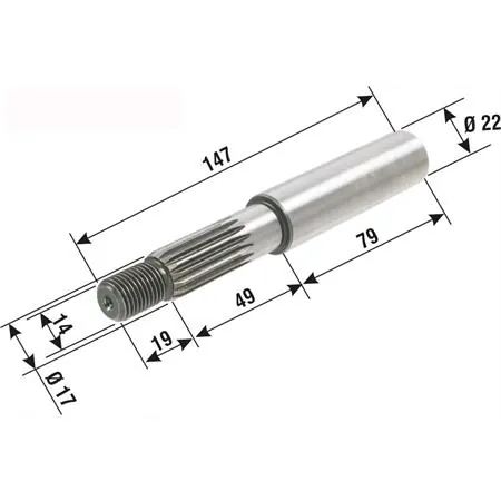 Albero ruota nudo posteriore (RMS) per scooter 50 con motore Minarelli verticale ed orizzontale aria e liquido braccio lungo, ricambio 100240050