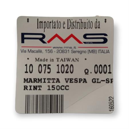 Marmitta vespa gl-sprint 150cc, ricambio 100751020