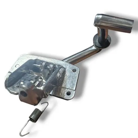 121530191 Pedale freno posteriore RMS in alluminio spazzolato completo di molla ritorno, gommino tondo battuta e perno fissaggio cavo freno per Piaggio Vespa 50 R, L, N e 125 primavera