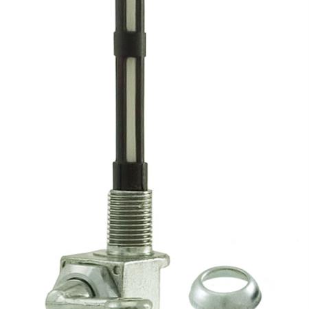 Rubinetto benzina RMS per ciclomotori vari con attacco standard da 10 mm e uscita dritta verso il basso, ricambio 121670010