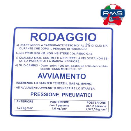 Targ blu rodaggio v.50-90, ricambio 142721070