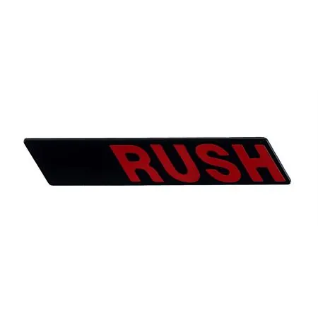 Targhetta in metallo con scritta rush per Piaggio Vespa PK50XL versione Rush, ricambio 142721270