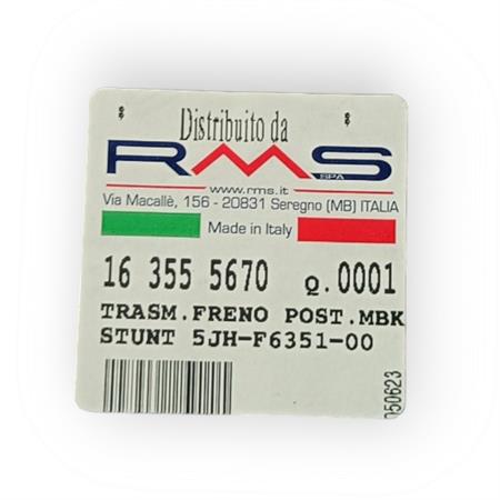 Trasmissione freno posteriore RMS per scooter MBK stunt 50 e Yamaha slider 50, ricambio 163555670