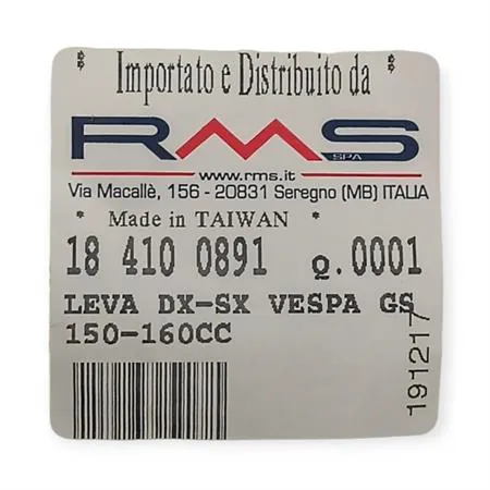 184100891 Leva frizione e freno anteriore RMS per Piaggio Vespa 125, 150, 160 e 180 cc riferimento originale Piaggio 033882