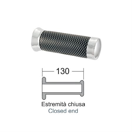 Manopole RMS tipo custom con terminali cromati e base centrale in pvc carbon look, ricambio 184160200