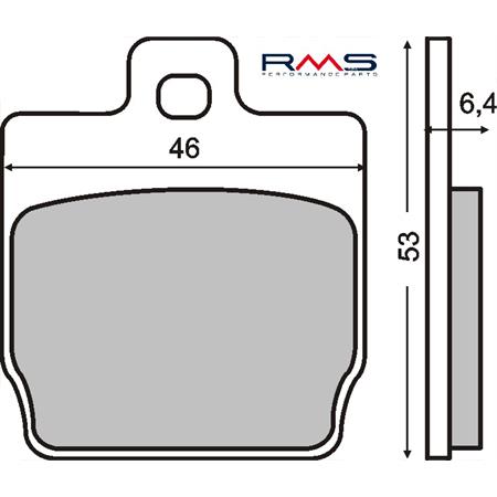 Pastiglie freno RMS (pasticche), per scooter MBK Nitro e Yamaha Aerox posteriori, semimetalliche, ricambio 225100280