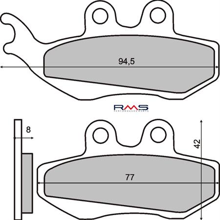 Pastiglie freno RMS (pasticche), Hexagon Lx 125-Skipper, ricambio 225100360