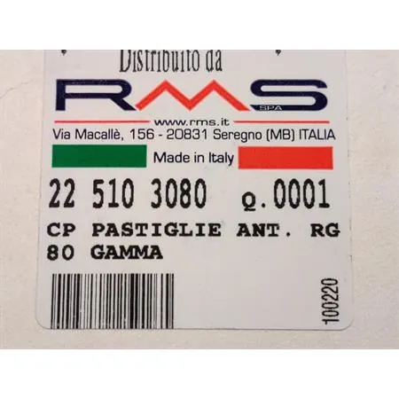 225103080 Pastiglie freno RMS (pasticche), anteriori per pinza freno stage 6 4 pistoncini