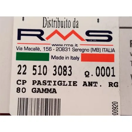 225103083 Pastiglie freno RMS (pasticche), anteriori sinterizzate per pinza freno stage 6 a 4 pistoncini