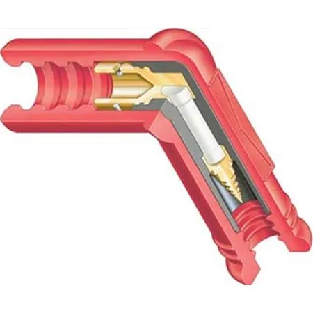 246330160 Pipetta attacco candela in silicone di colore rosso della Champion con piega a 90 gradi e resistenza da 5K ohm e fissaggio sulla candela con terminale SAE (Champion)