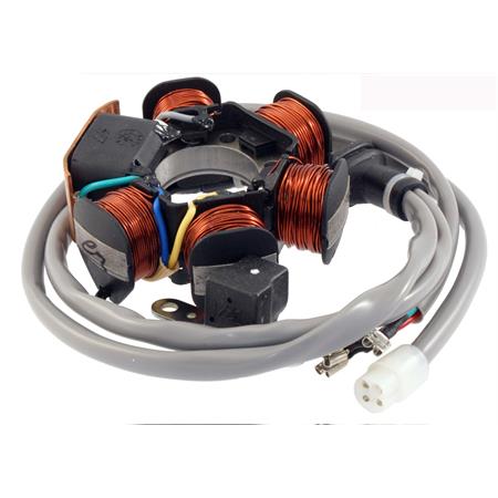 Statore RMS completo di cavi lunghi per scooter con motore Piaggio 50 cc euro 0 e euro 1, ricambio 246350042