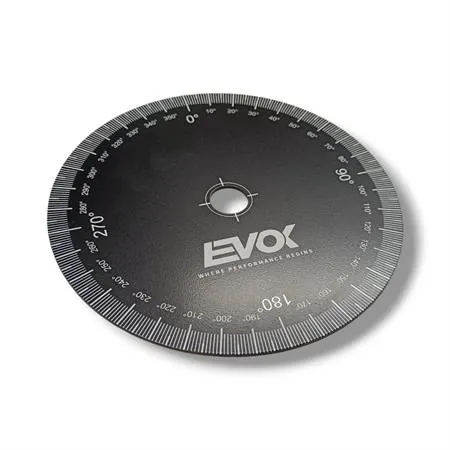 Disco graduato con scala 360° in alluminio anodizzato nero della EVOK RMS per mettere in fase le accensioni elettroniche ciclomotori, moto, scooter, vespa, ricambio 246365004