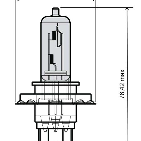 Lampadina RMS alogena 12 Volt 35/35 Watt H4, effetto xenon, vetro bianco trasparente, ricambio 246510065