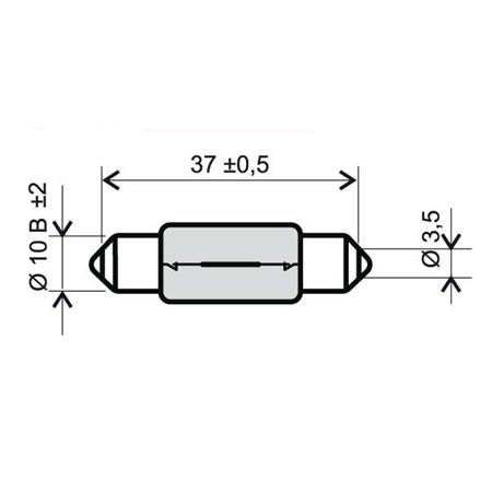 Lampadina RMS 12 Volt 10 Watt, siluro T11, ricambio 246510165