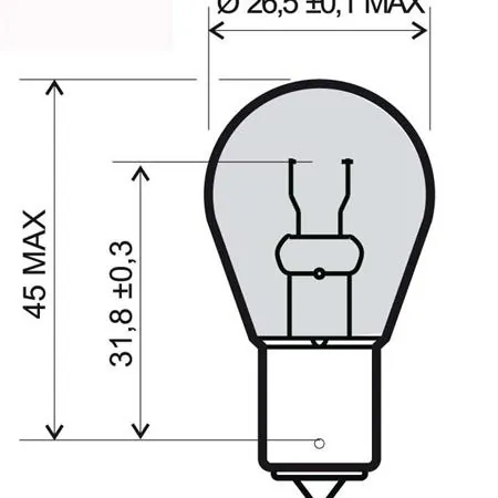 Lampadina RMS 12 Volt 21 Watt P21W BA15S, vetro arancione, ricambio 246510205