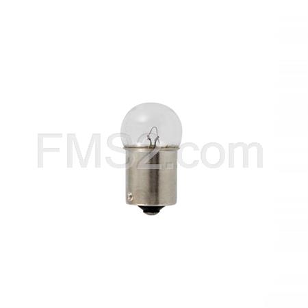 Lampadina palloncino RMS con vetro a luce bianca a12 Volt e 5 Watt modello BA15S G18 per applicazioni luce fanale posizione anteriore e posteriore, ricambio 246510225