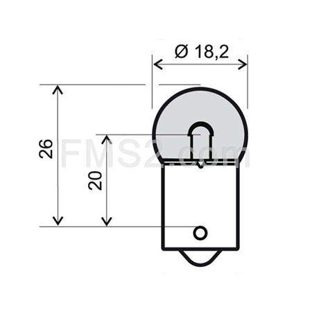 Lampadina palloncino RMS con vetro a luce bianca a12 Volt e 5 Watt modello BA15S G18 per applicazioni luce fanale posizione anteriore e posteriore, ricambio 246510225