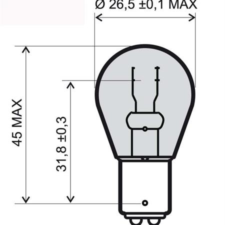 Lampadina RMS 12 Volt 21/5 Watt  BAY15D, doppio filamento, vetro di colore bianco, ricambio 246510365