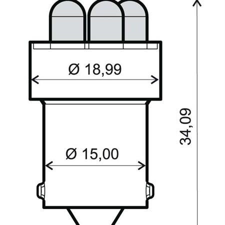 Lampadina RMS 12 Volt BA15S G18 (2 PZ.), con 5 led di colore arancione, ricambio 246510501