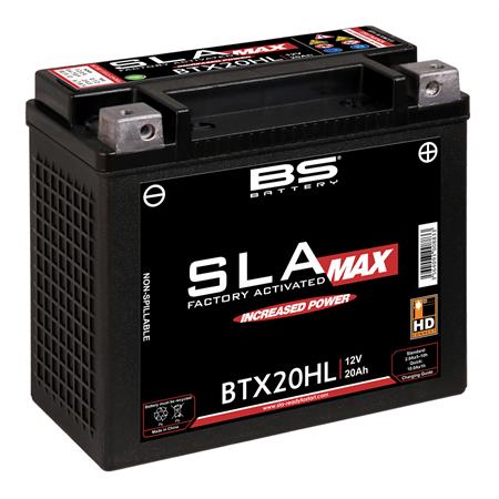 Batteria  BS SLA -MAX modello BTX20HL, 12 Volt - 20 Ah CCA/EN 290, sigillata, tipo MF, precaricata ermetica a bassissima autoscarica, per scooter, motocicli, ricambio 246650495