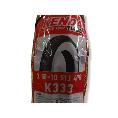 Copertura pneumatico Kenda 3.50-10 51Jcon fascia bianca da utilizzare con camera d'aria su Piaggio Vespa PX e Vespa Old model, ricambio 991200003