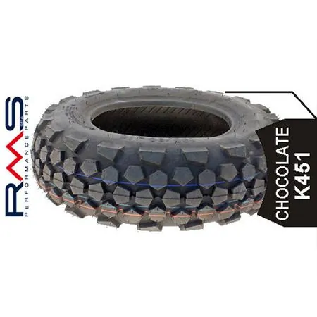 Pneumatico Kenda con misura 130-90-10 61J modello Chocolate K451 L.R.A con battistrada tassellato cross per utilizzo stradale e fuori strada leggero, ricambio 992006002