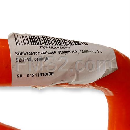 Tubo radiatore stage6 in silicone di colore arancione con diametro interno da 18,0 mm e diametro esterno da 25,0 mm e lunghezza totale da 150 cm dritto e 10 cm con curva a 90 gradi,, ricambio S601211010OR