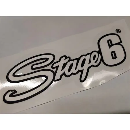 S60525W Adesivo stage6 bianco con profilo nero e dimensione  20 x 6 cm