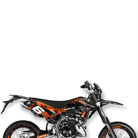 Kit adesivi carena stage6 di colore arancione e nero per Beta RR 50 versione motard ed enduro, ricambio S6058803BK