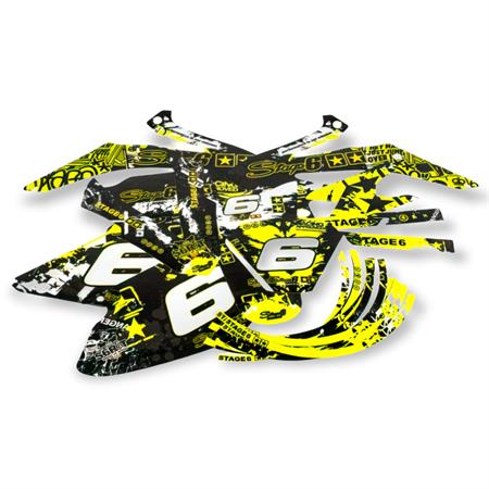 Kit adesivi carena Stage6 per ciclomotori HM 50 Motard con colorazione gialla e nera, ricambio S6058804YE