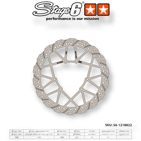Disco freno Stage6 anteriore con diametro 290 mm, ricambio S61218822