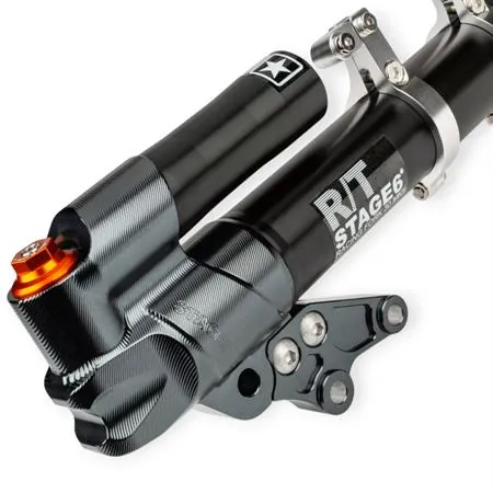 S6-1450502/PACK1 Forcella coppia gambali e steli forcella anteriore Stage6 R/T MK2 in alluminio anodizzato nero con lavorazione CNC e supporti parafango per scooter Mbk Nitro e Yamaha Aerox 50 cc