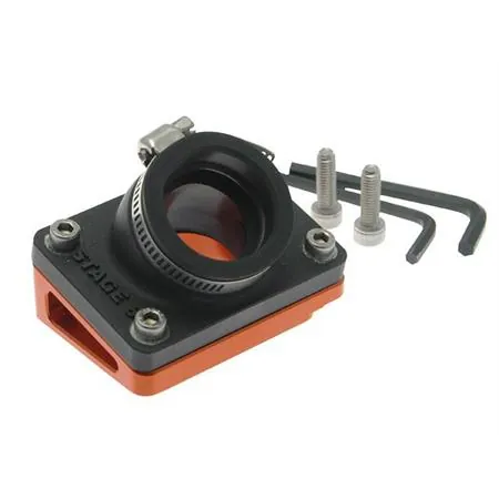 Collettore di aspirazione Stage6 dritto con basetta, per Piaggio Gilera, ricambio S63314015OR S6-3314015/OR