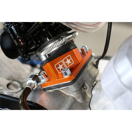 Collettore aspirazione Stage6 R/T highflow 28 per motori Derbi e Minarelli AM6 anodizzato arancio, ricambio S63318802OR