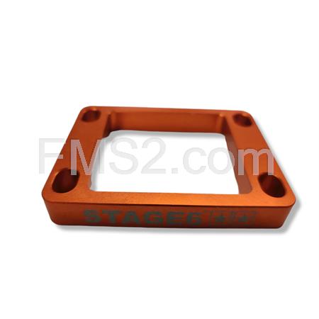 Basetta alza pacco stage6 in alluminio di colore arancio e spessore da 10 mm per motori Minarelli AM6 e Derbi, ricambio S63318806OR