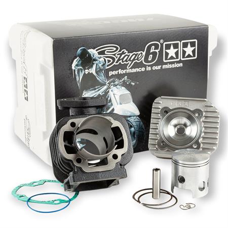 Gruppo termico Stage6 streetrace in ghisa con diametro 47 mm spinotto 10 mm bifascia per scooter con motore Minarelli verticale MBK e Yamaha Booster, ricambio S67216801