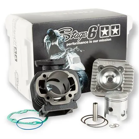 Gruppo termico Stage6 streetrace in ghisa con diametro 47 mm spinotto 10 mm bifascia per scooter con motore Minarelli verticale MBK e Yamaha Booster, ricambio S67216801