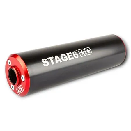 S6-9518805/RE Marmitta stage6 80 e 90 cc completa di silenziatore cnc rosso e nero per hm 50 - vent 50 e beta 50 rr passaggio alto a destra