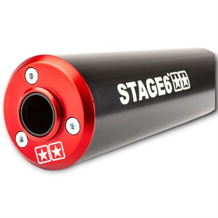 Marmitta stage6 80 e 90 cc completa di silenziatore cnc rosso e nero per hm 50 - vent 50 e beta 50 rr passaggio alto a destra, ricambio S69518805RE