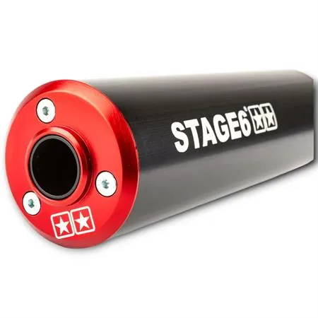 S6-9518805/RE Marmitta stage6 80 e 90 cc completa di silenziatore cnc rosso e nero per hm 50 - vent 50 e beta 50 rr passaggio alto a destra