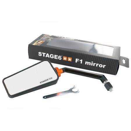 Specchio retrovisore Stage6 modello F1 sinistro di colore carbonio opaco per applicazione su scooter e altri veicoli, ricambio S6SSP6302LCM