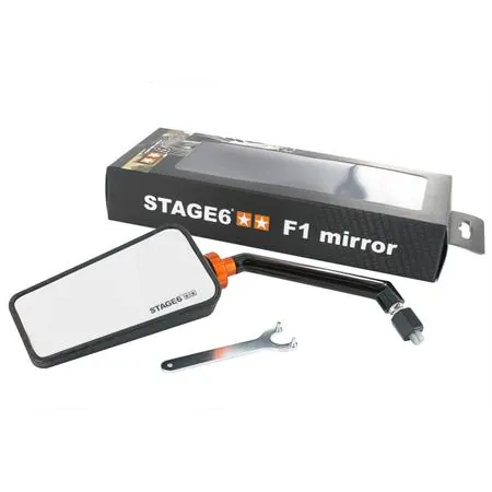 Specchio retrovisore Stage6 modello F1 sinistro di colore carbonio opaco per applicazione su scooter e altri veicoli, ricambio S6SSP6302LCM