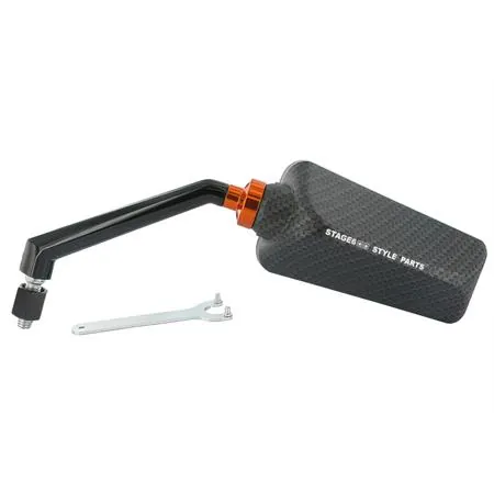 Specchio retrovisore Stage6 modello F1 sinistro di colore carbonio opaco per applicazione su scooter e altri veicoli, ricambio S6SSP6302LCM