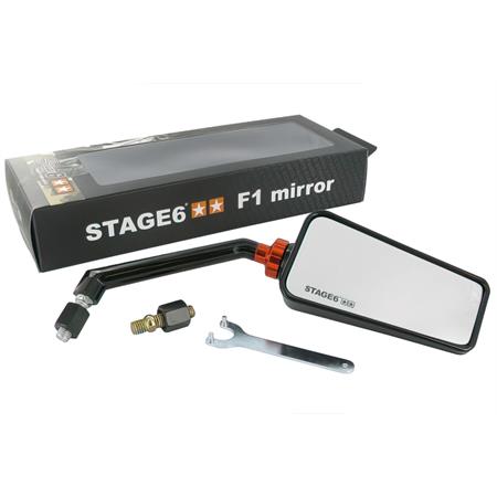 Specchietto retrovisore stage6 modello F1 destro di colore nero lucido per applicazioni varie,  ricambio S6SSP6302RBK