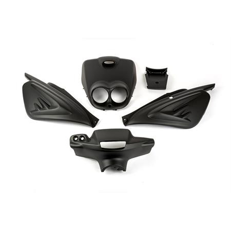 Kit carene STR8 5 pezzi di colore nero opaco per scooter MBK Booster next generation 1° serie prodotti fino al 1998 e telaio 4SB, ricambio STR8STR988BM