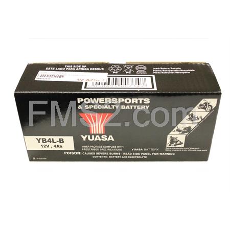 Batteria Yuasa YB4L-B, 12 Volt - 4 Ah, con flacone di acido a corredo nella confezione. Monta su Booster, Bw's, Sr, Amico, F12, F10, 491, K2, Stalker, Nrg, Power, Extreme, Mc2, Mc3, Zip, Zip sp, ricambio 065043410