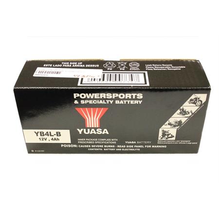 Batteria Yuasa YB4L-B, 12 Volt - 4 Ah, con flacone di acido a corredo nella confezione. Monta su Booster, Bw's, Sr, Amico, F12, F10, 491, K2, Stalker, Nrg, Power, Extreme, Mc2, Mc3, Zip, Zip sp, ricambio 065043410