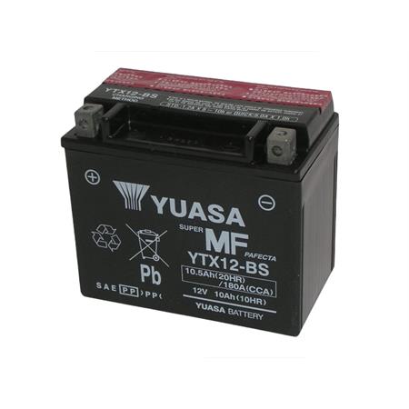 Batteria Yuasa YTX12-BS 12 Volt - 10 Ah sigillata, tipo MF, ricambio 0651090